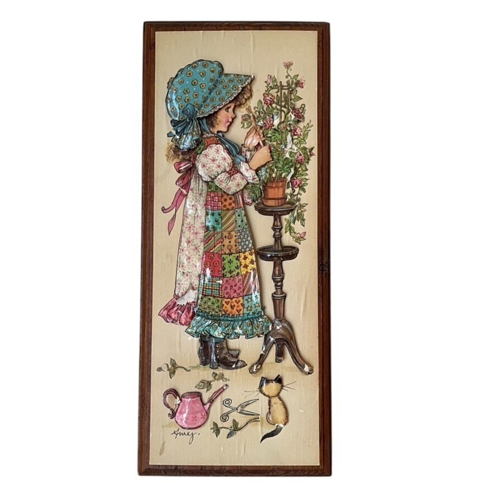 Handcrafted Disneyland 3D Wall Art Signed Holly Hobbie Style VTG‎ Disneyana
